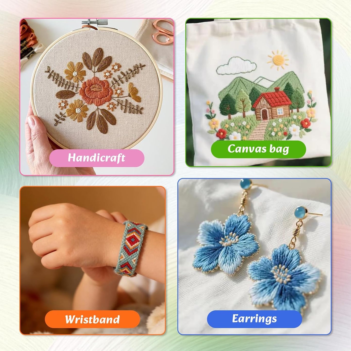 Embroidery Thread 180pcs Friendship Bracelet String Floss Kit Yarn | Hair Wrap Shirt Lanyard Patterns Crochet Craft Threads Supplies Cross Stitch Sewing Needlepoint Thin Rainbow Beginners