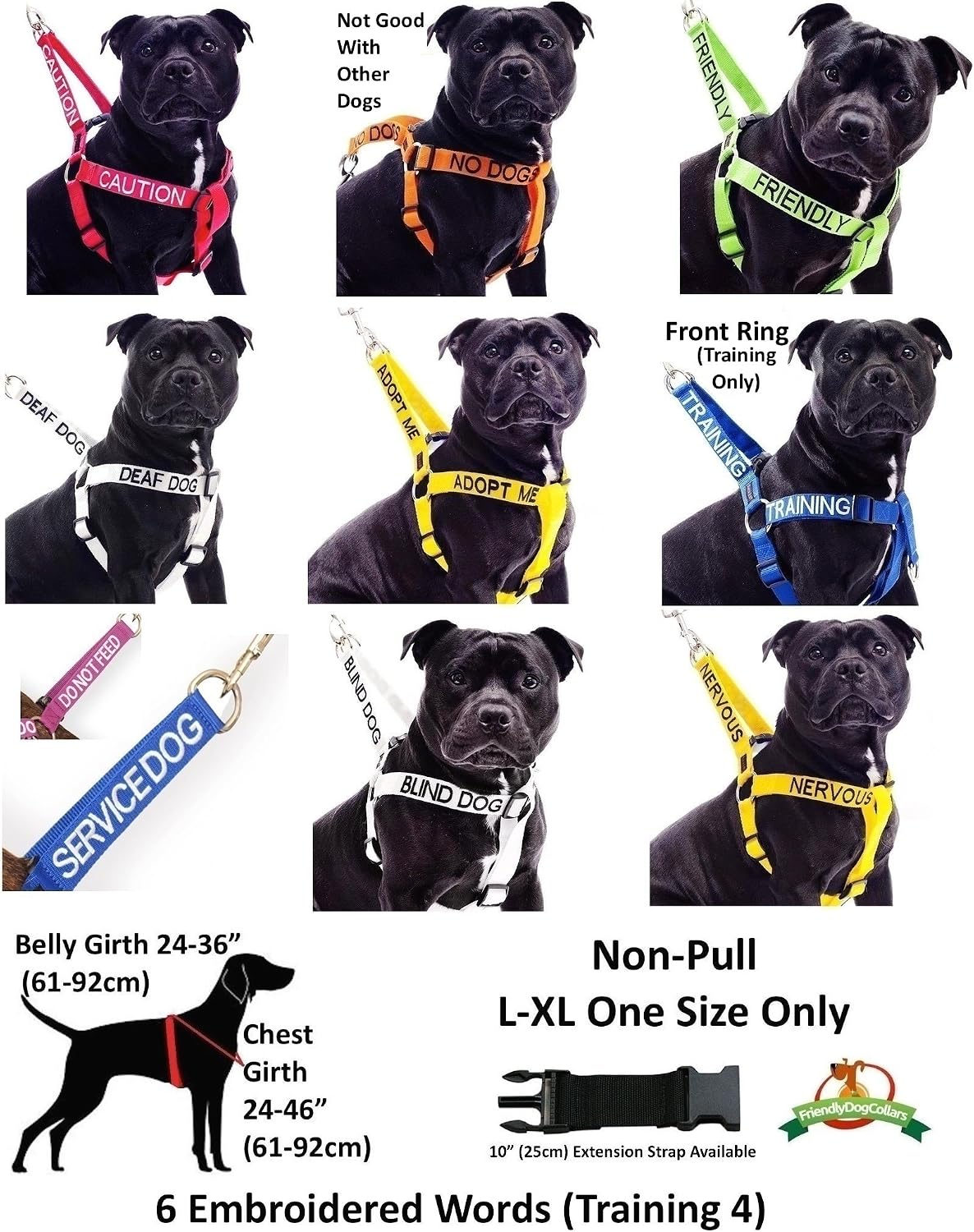 Adopt Me Yellow Color Coded Non-Pull Front and Back D Ring Padded and Waterproof Vest Dog Harness, Large Harness 22-32 Inch Chest/Girth