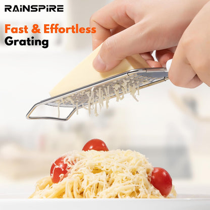 Professional Cheese Graters for Kitchen Stainless Steel Handheld, Metal Lemon Zester Grater With Handle For Cheese, Chocolate, Spices, Kitchen Gadgets And Tools, Soft Grip Handle, Yellow
