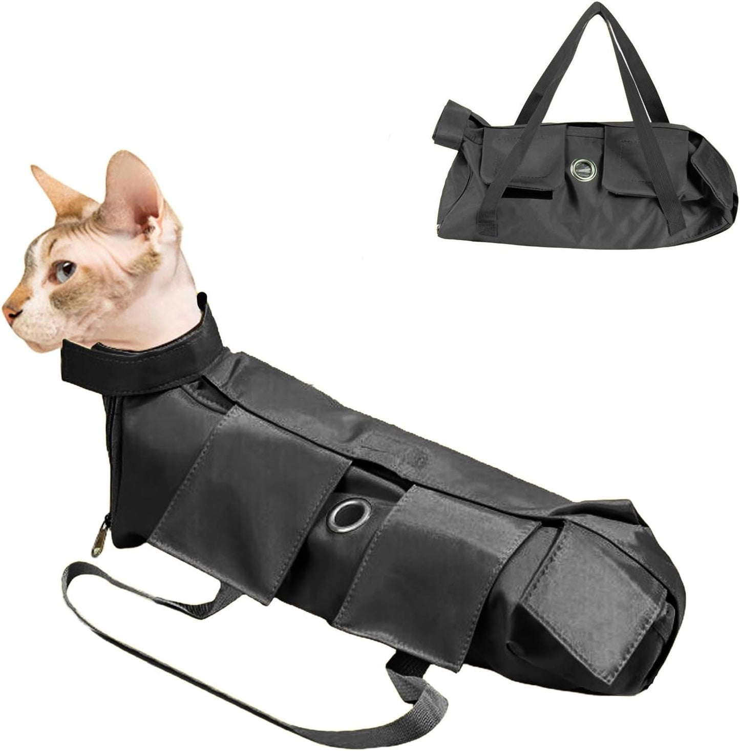 Cat Grooming Bag,Foldable Travel Carrier for Cats,Anti-Bite Anti-Scratch Cat Grooming Restraint Bag,Pet Carrier for Administering Eye Drops,Ear Cleaner,Clipping Nails Yellow L