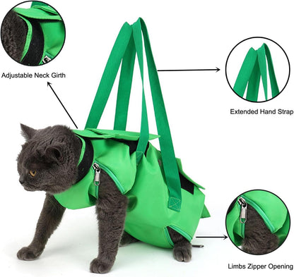 Cat Grooming Bag,Foldable Travel Carrier for Cats,Anti-Bite Anti-Scratch Cat Grooming Restraint Bag,Pet Carrier for Administering Eye Drops,Ear Cleaner,Clipping Nails Yellow L