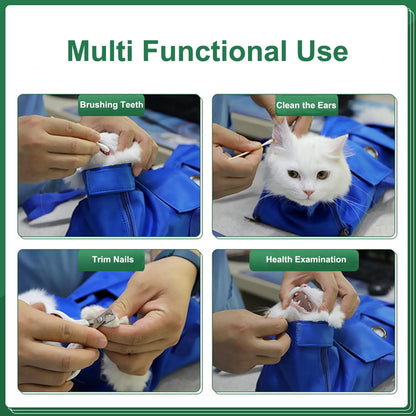 Cat Grooming Bag,Foldable Travel Carrier for Cats,Anti-Bite Anti-Scratch Cat Grooming Restraint Bag,Pet Carrier for Administering Eye Drops,Ear Cleaner,Clipping Nails Yellow L