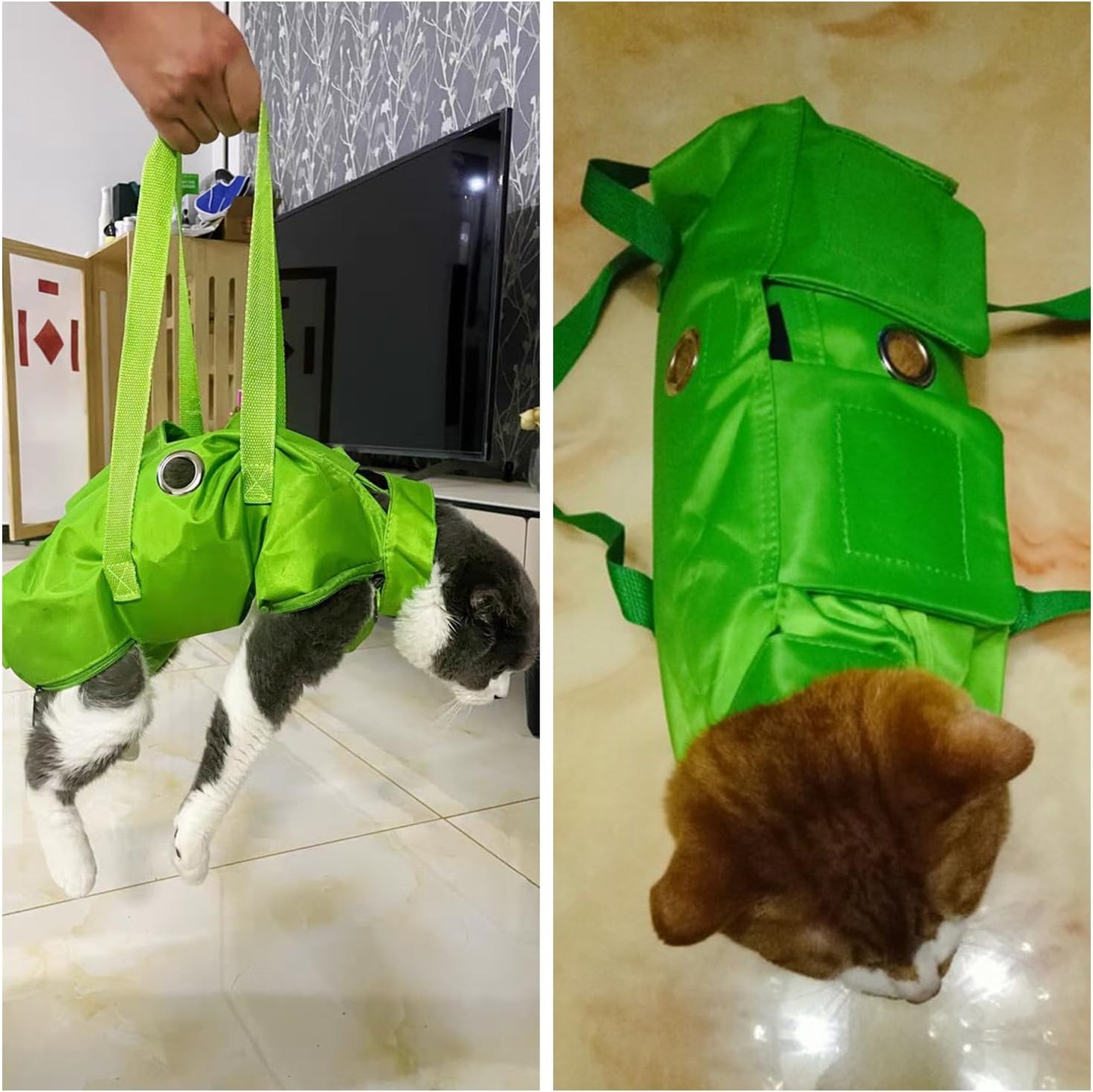 Cat Grooming Bag,Foldable Travel Carrier for Cats,Anti-Bite Anti-Scratch Cat Grooming Restraint Bag,Pet Carrier for Administering Eye Drops,Ear Cleaner,Clipping Nails Yellow L