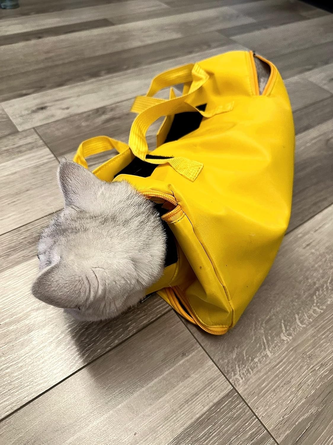 Cat Grooming Bag,Foldable Travel Carrier for Cats,Anti-Bite Anti-Scratch Cat Grooming Restraint Bag,Pet Carrier for Administering Eye Drops,Ear Cleaner,Clipping Nails Yellow L