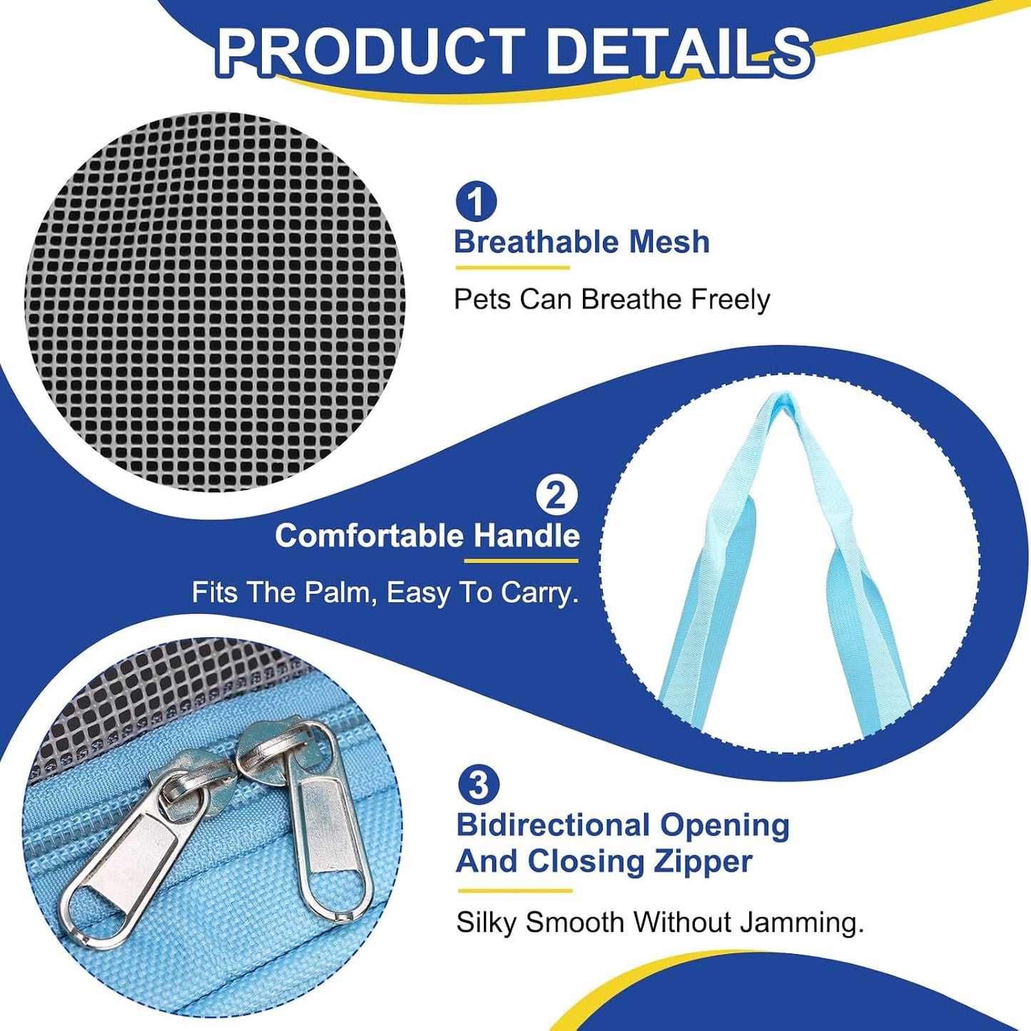 Pet Carrier, Portable and Ventilated, Oxford Cloth, Dogs Cats and Little Animals Travel Bag 16.93" Up to 16.5 Lbs, (Yellow), Intended for Hiking/Camping/Traveling