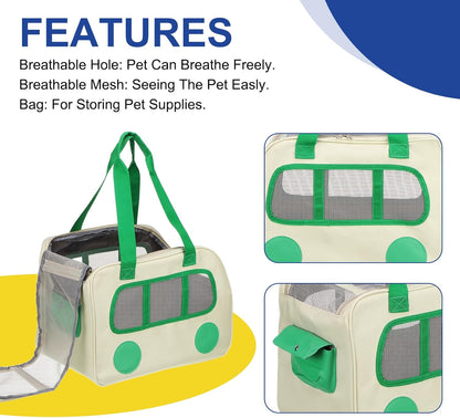 Pet Carrier, Portable and Ventilated, Oxford Cloth, Dogs Cats and Little Animals Travel Bag 16.93" Up to 16.5 Lbs, (Yellow), Intended for Hiking/Camping/Traveling