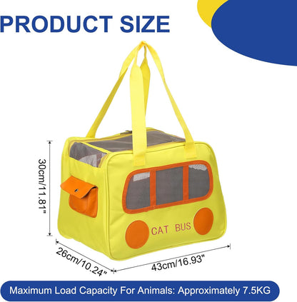 Pet Carrier, Portable and Ventilated, Oxford Cloth, Dogs Cats and Little Animals Travel Bag 16.93" Up to 16.5 Lbs, (Yellow), Intended for Hiking/Camping/Traveling