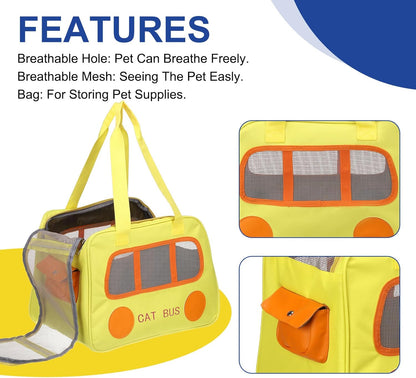 Pet Carrier, Portable and Ventilated, Oxford Cloth, Dogs Cats and Little Animals Travel Bag 16.93" Up to 16.5 Lbs, (Yellow), Intended for Hiking/Camping/Traveling