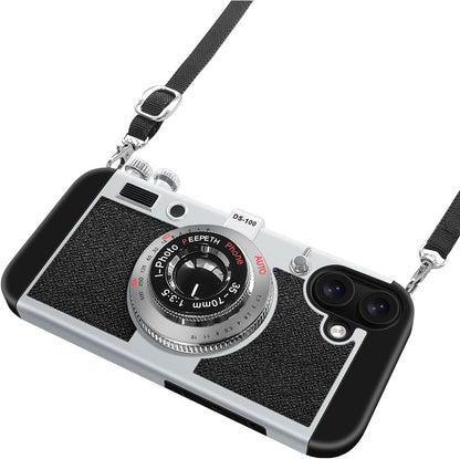 Emily in Paris Phone Case for iPhone 17 Vintage Camera Case Cute 3D Unique Design Cover with Removable Neck Strap Lanyard Silicone Case for Girls Kids Women Black