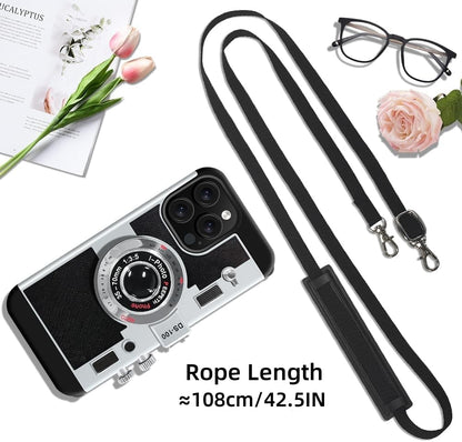 Emily in Paris Phone Case for iPhone 17 Vintage Camera Case Cute 3D Unique Design Cover with Removable Neck Strap Lanyard Silicone Case for Girls Kids Women Black