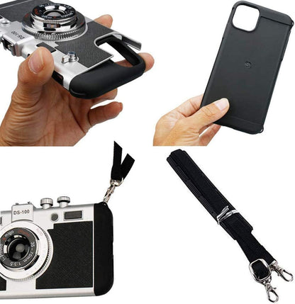 Emily in Paris Phone Case for iPhone 17 Vintage Camera Case Cute 3D Unique Design Cover with Removable Neck Strap Lanyard Silicone Case for Girls Kids Women Black