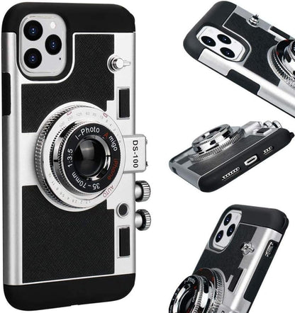 Emily in Paris Phone Case for iPhone 17 Vintage Camera Case Cute 3D Unique Design Cover with Removable Neck Strap Lanyard Silicone Case for Girls Kids Women Black