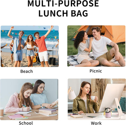 Lunch Bag Women Lunch Box for Women Adult Cute Insulated Lunch Bag Lager Cooler Lunch Tote Bags for Work Picnic (Beige-Yellow Plaid)
