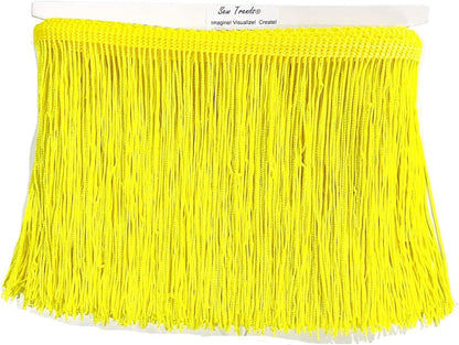 5 Yards of 6" Long Chainette Fringe Thread Yarn Tassel Trim Braid Fringe for Crafts Sewing and Decor-Lemon Yellow