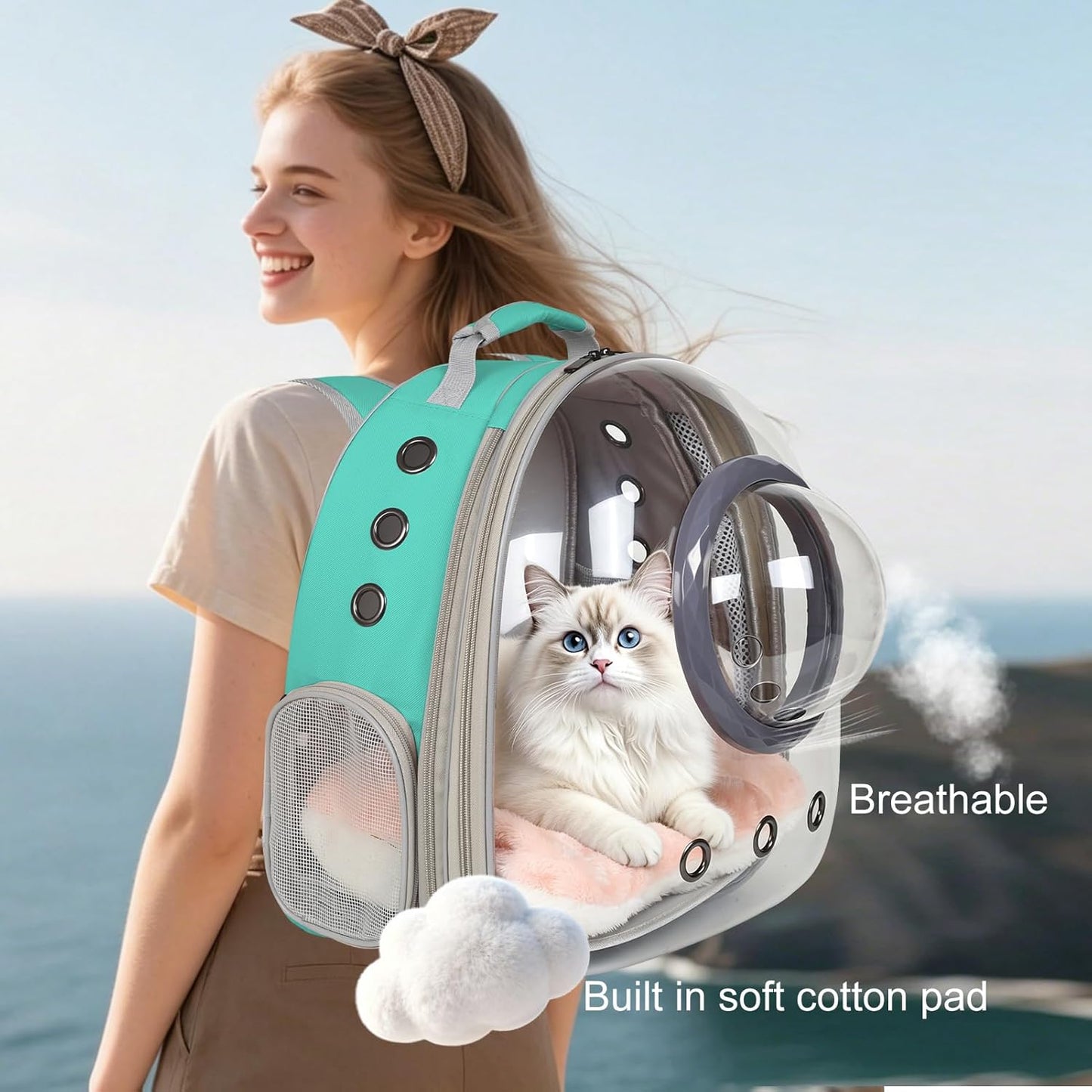 Cat Backpack Carrier, Bubble Backpack for Cat Kitten Small Puppy and Bunny, Space Capsule Bubble Cat Backpack Carrier, Airline Approved Waterproof Yellow Pet Backpack for Small Dog