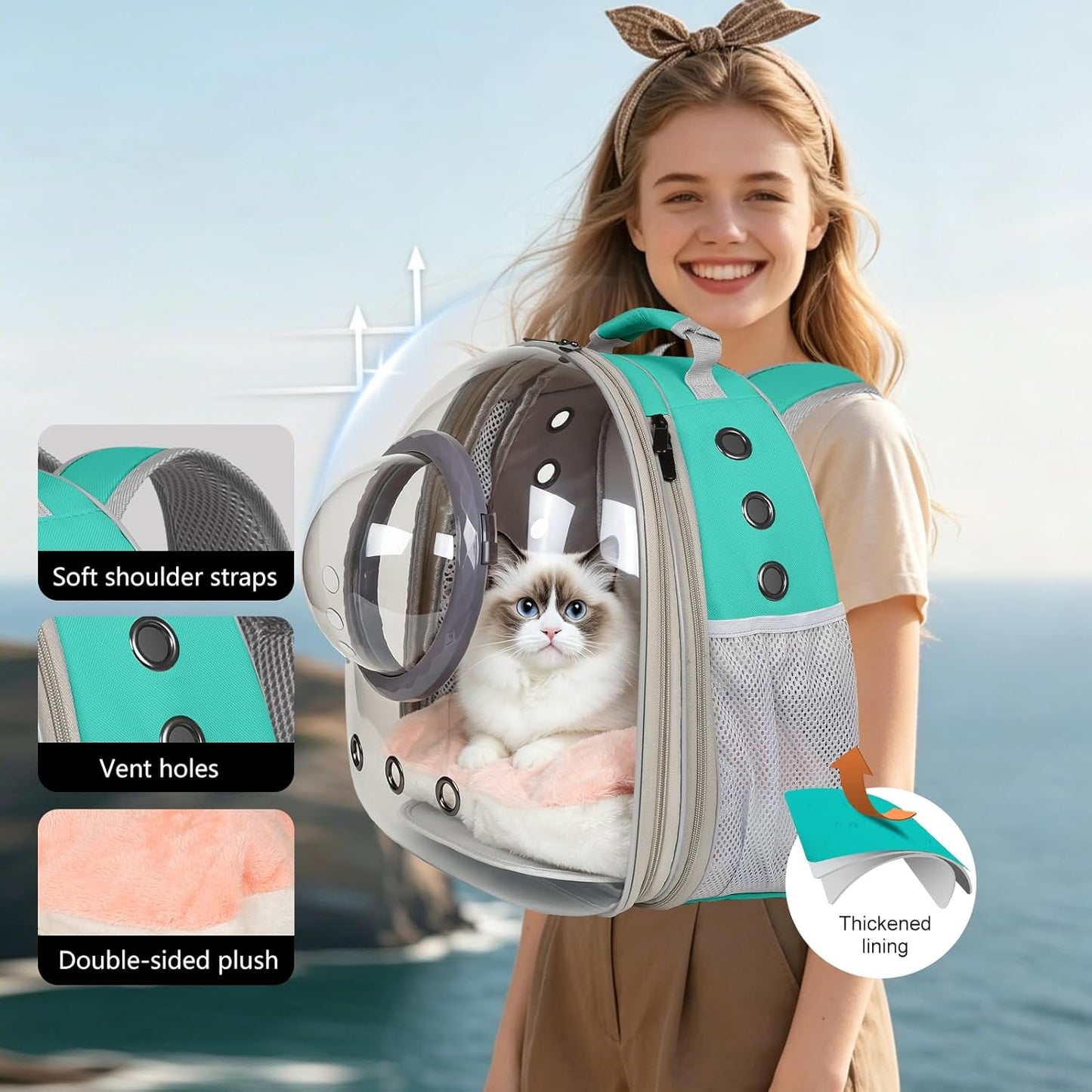 Cat Backpack Carrier, Bubble Backpack for Cat Kitten Small Puppy and Bunny, Space Capsule Bubble Cat Backpack Carrier, Airline Approved Waterproof Yellow Pet Backpack for Small Dog