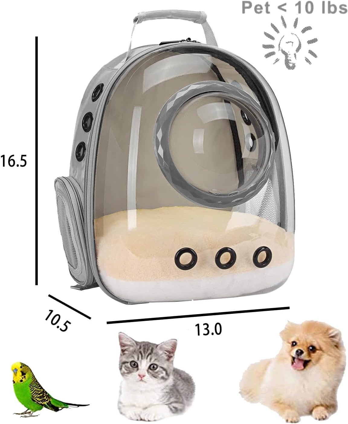 Cat Backpack Carrier, Bubble Backpack for Cat Kitten Small Puppy and Bunny, Space Capsule Bubble Cat Backpack Carrier, Airline Approved Waterproof Yellow Pet Backpack for Small Dog