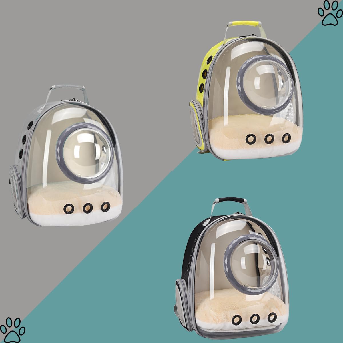 Cat Backpack Carrier, Bubble Backpack for Cat Kitten Small Puppy and Bunny, Space Capsule Bubble Cat Backpack Carrier, Airline Approved Waterproof Yellow Pet Backpack for Small Dog