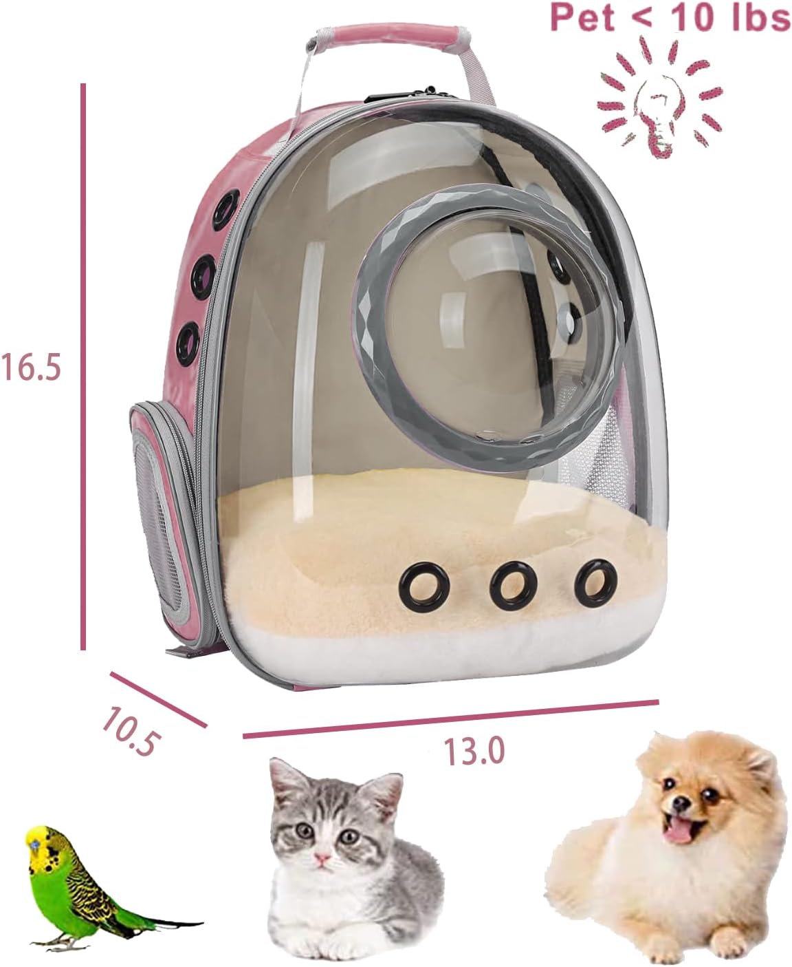 Cat Backpack Carrier, Bubble Backpack for Cat Kitten Small Puppy and Bunny, Space Capsule Bubble Cat Backpack Carrier, Airline Approved Waterproof Yellow Pet Backpack for Small Dog