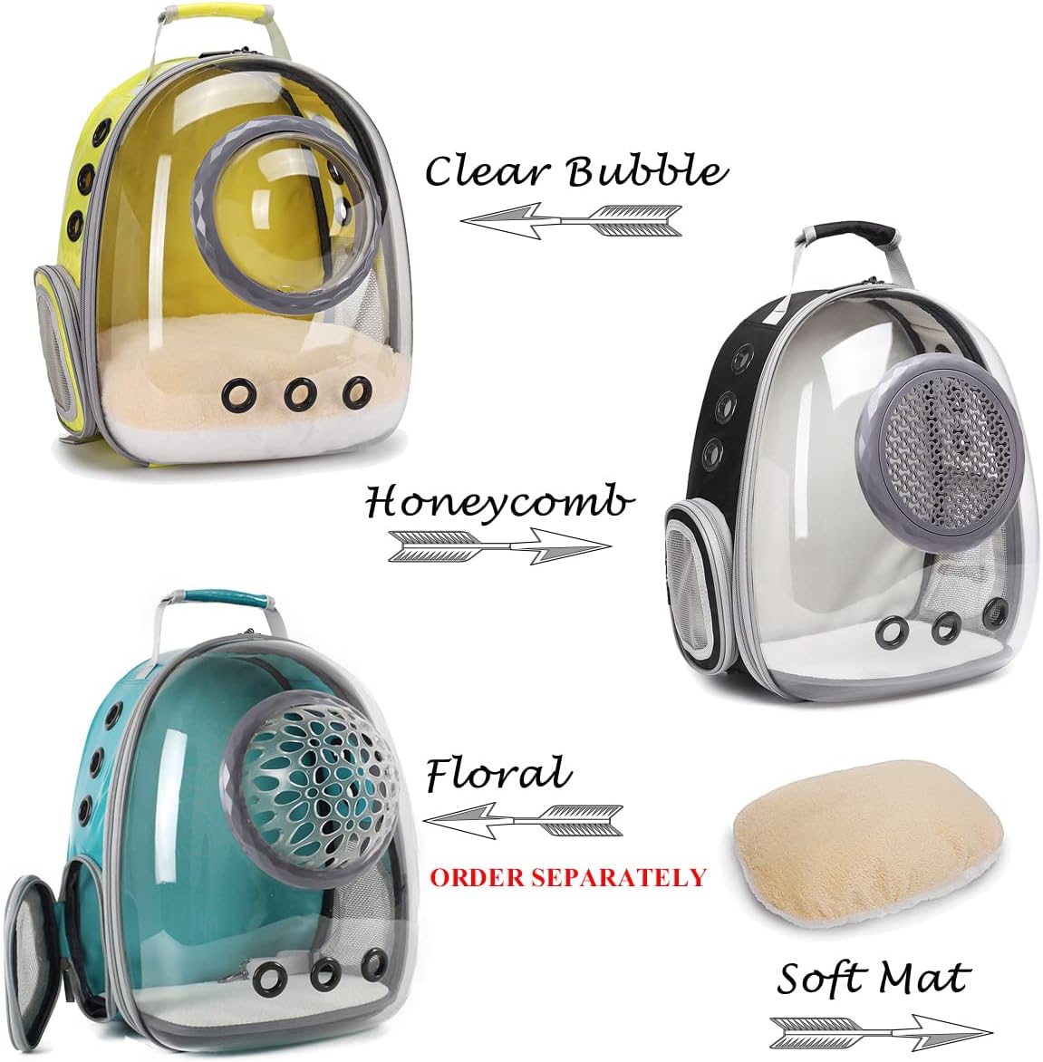 Cat Backpack Carrier, Bubble Backpack for Cat Kitten Small Puppy and Bunny, Space Capsule Bubble Cat Backpack Carrier, Airline Approved Waterproof Yellow Pet Backpack for Small Dog