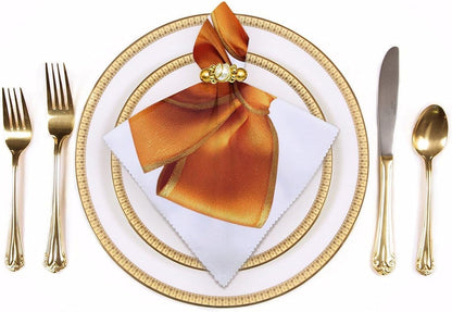 Luxury Yellow Tied Bow Cloth Napkins Set of 6, Square Premium Reusable Washable Polyester Table Linen Napkin for Dinner Party