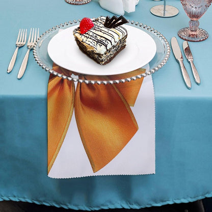 Luxury Yellow Tied Bow Cloth Napkins Set of 6, Square Premium Reusable Washable Polyester Table Linen Napkin for Dinner Party