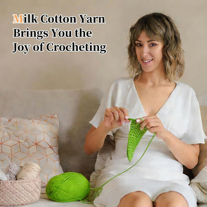 2 Pcs Cotton Yarn Skeins, 87 Yards 50g/1.8oz Sport Weight Soft Yarn 4-Ply Milk Cotton Yarn Ball for Crocheting Knitting DIY Handmade Craft Projects, Light Grey/Yellow