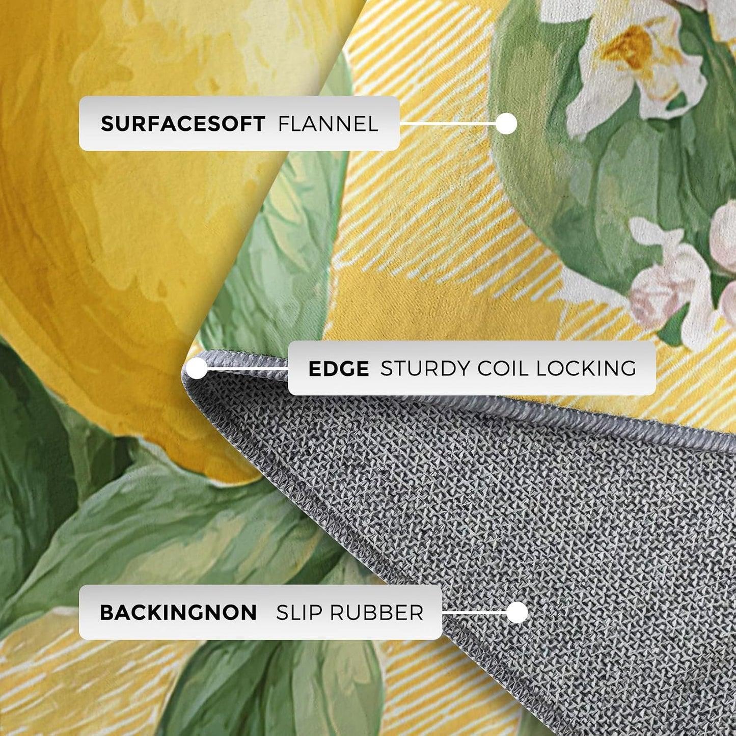 Lemon Rugs for Home Decor, 7x9 ft, Yellow Plaid Fruit Area Rugs for Living Room, Soft Non Slip Washable Green Leaves Lemon Carpet Bedroom Decorations Dt-Ghf-32