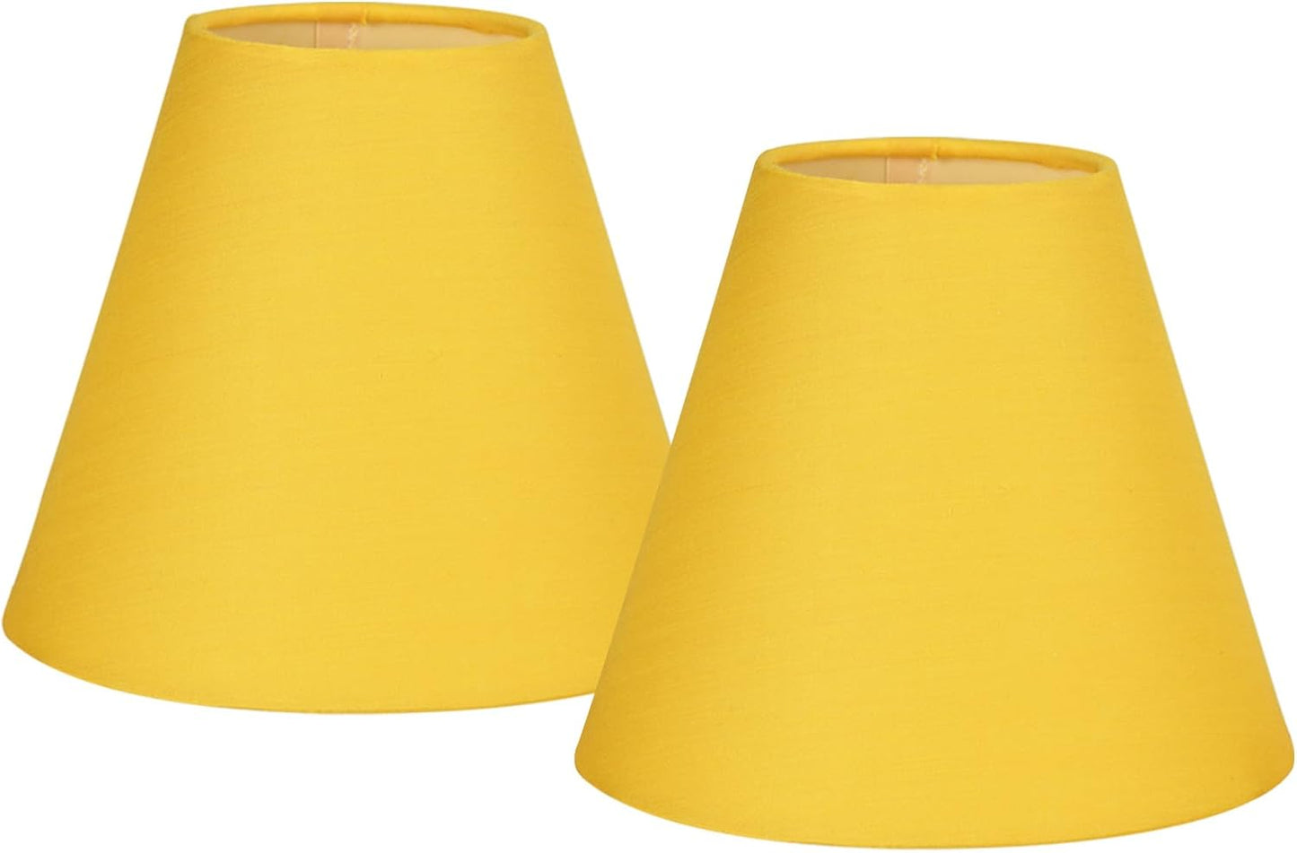 GERO Yellow Small Lamp Shades Clip on Bulb Set of 2,Mini Barrel Sconce Shades,Clip on Lamp Shade for Table Lamps Chandelier Shades,6"×3"×H5",Fabric Replacement Lamp Shades