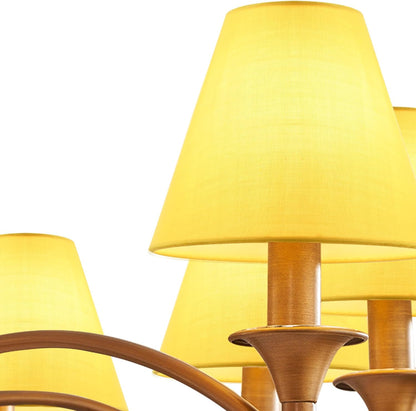 GERO Yellow Small Lamp Shades Clip on Bulb Set of 2,Mini Barrel Sconce Shades,Clip on Lamp Shade for Table Lamps Chandelier Shades,6"×3"×H5",Fabric Replacement Lamp Shades