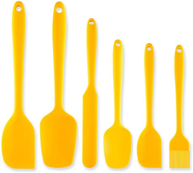 6-Piece Silicone Spatula Set | One-Piece Seamless | Heat-Resistant | Nonstick Safe (Yellow)