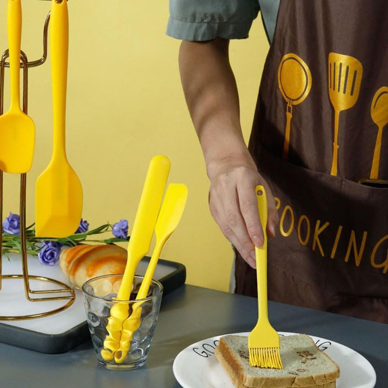 6-Piece Silicone Spatula Set | One-Piece Seamless | Heat-Resistant | Nonstick Safe (Yellow)