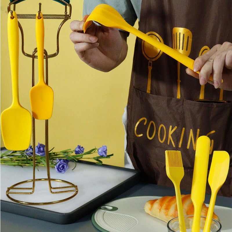 6-Piece Silicone Spatula Set | One-Piece Seamless | Heat-Resistant | Nonstick Safe (Yellow)
