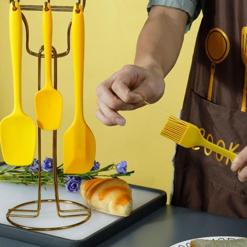 6-Piece Silicone Spatula Set | One-Piece Seamless | Heat-Resistant | Nonstick Safe (Yellow)