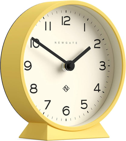® M Mantel Echo Desk Clock | Modern Round Design | Yellow | Easy to Read Numbers | Contemporary Style for Desk, Table, Shelf or Bedside