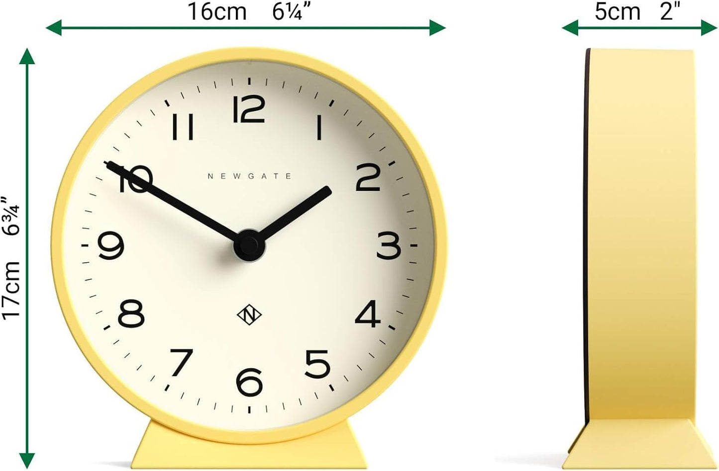 ® M Mantel Echo Desk Clock | Modern Round Design | Yellow | Easy to Read Numbers | Contemporary Style for Desk, Table, Shelf or Bedside