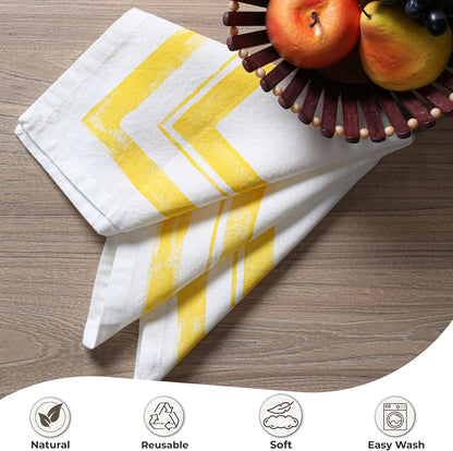 Plaisa Yellow Cloth Napkins [Pack of 12, 18x18 Inch] Frame Border Napkin 100% Cotton Durable Soft & Washable Everyday Use Table Linen for Family Dinners & Weddings Parties