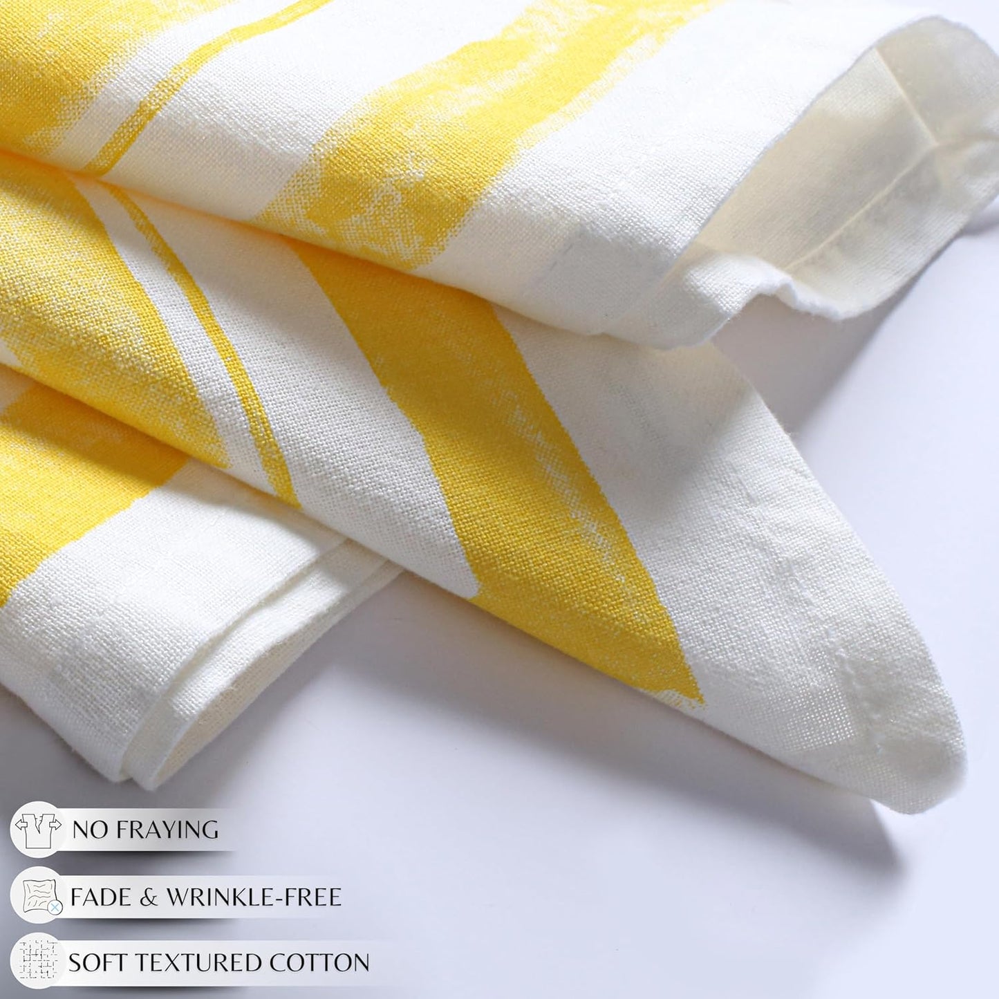 Plaisa Yellow Cloth Napkins [Pack of 12, 18x18 Inch] Frame Border Napkin 100% Cotton Durable Soft & Washable Everyday Use Table Linen for Family Dinners & Weddings Parties