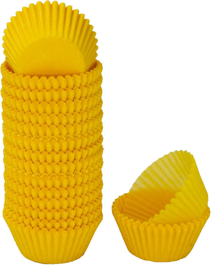 Mini Cupcake Liners, Premium Greaseproof Paper Baking Cups, 320-Count, Yellow