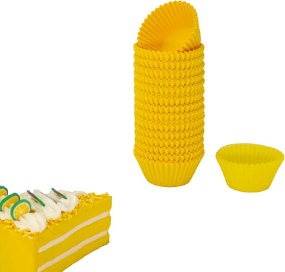 Mini Cupcake Liners, Premium Greaseproof Paper Baking Cups, 320-Count, Yellow