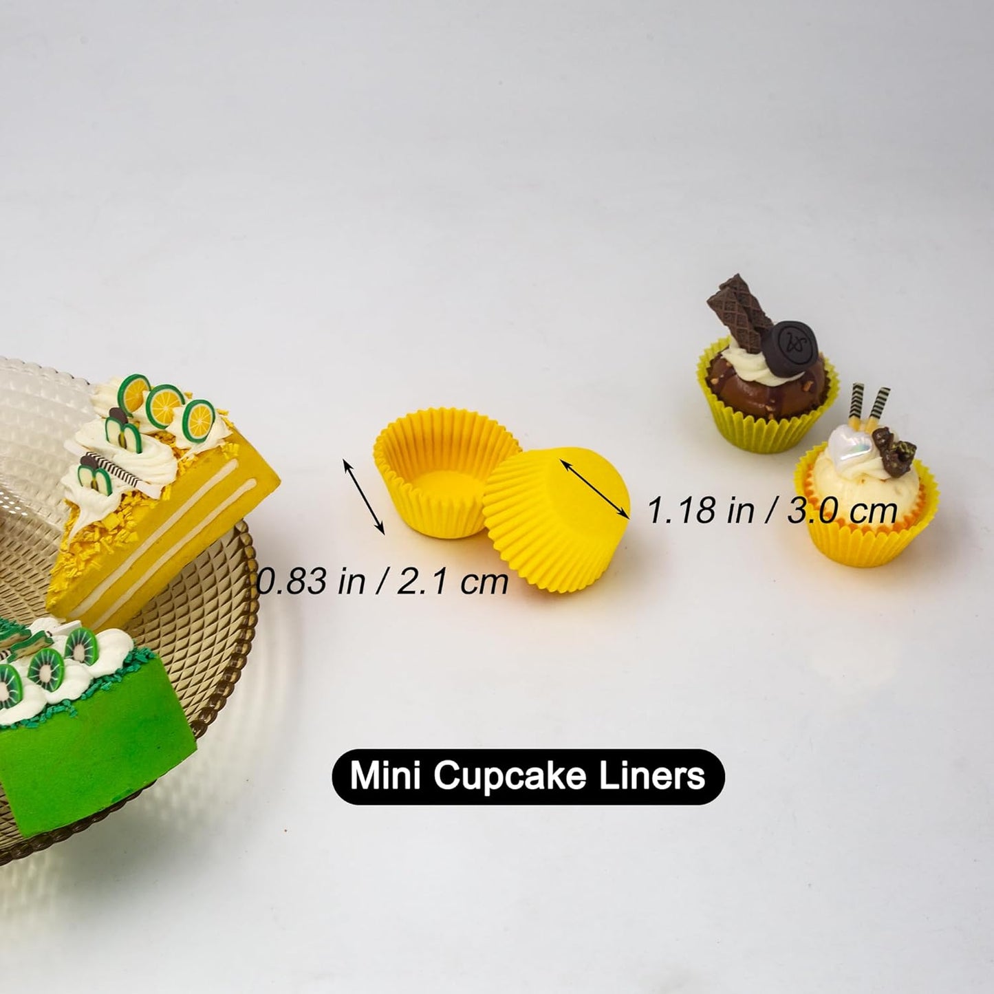 Mini Cupcake Liners, Premium Greaseproof Paper Baking Cups, 320-Count, Yellow