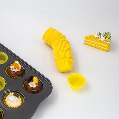 Mini Cupcake Liners, Premium Greaseproof Paper Baking Cups, 320-Count, Yellow