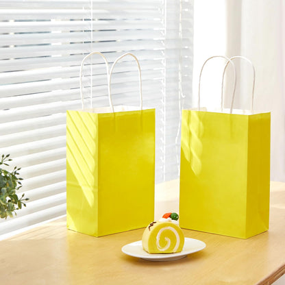 24-Pack Yellow Gift Bags with Handles – 8" Goodie Bags for Party Favor Bags, Birthdays, Easter & Special Occasions (Yellow)