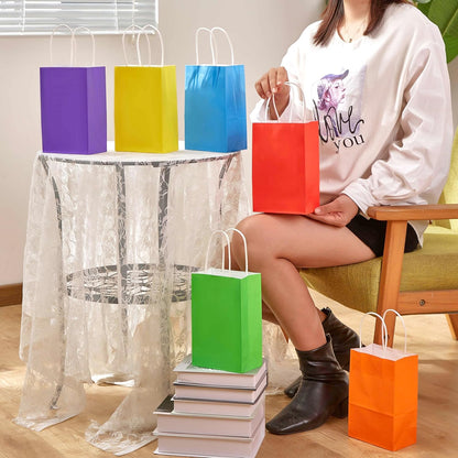 24-Pack Yellow Gift Bags with Handles – 8" Goodie Bags for Party Favor Bags, Birthdays, Easter & Special Occasions (Yellow)