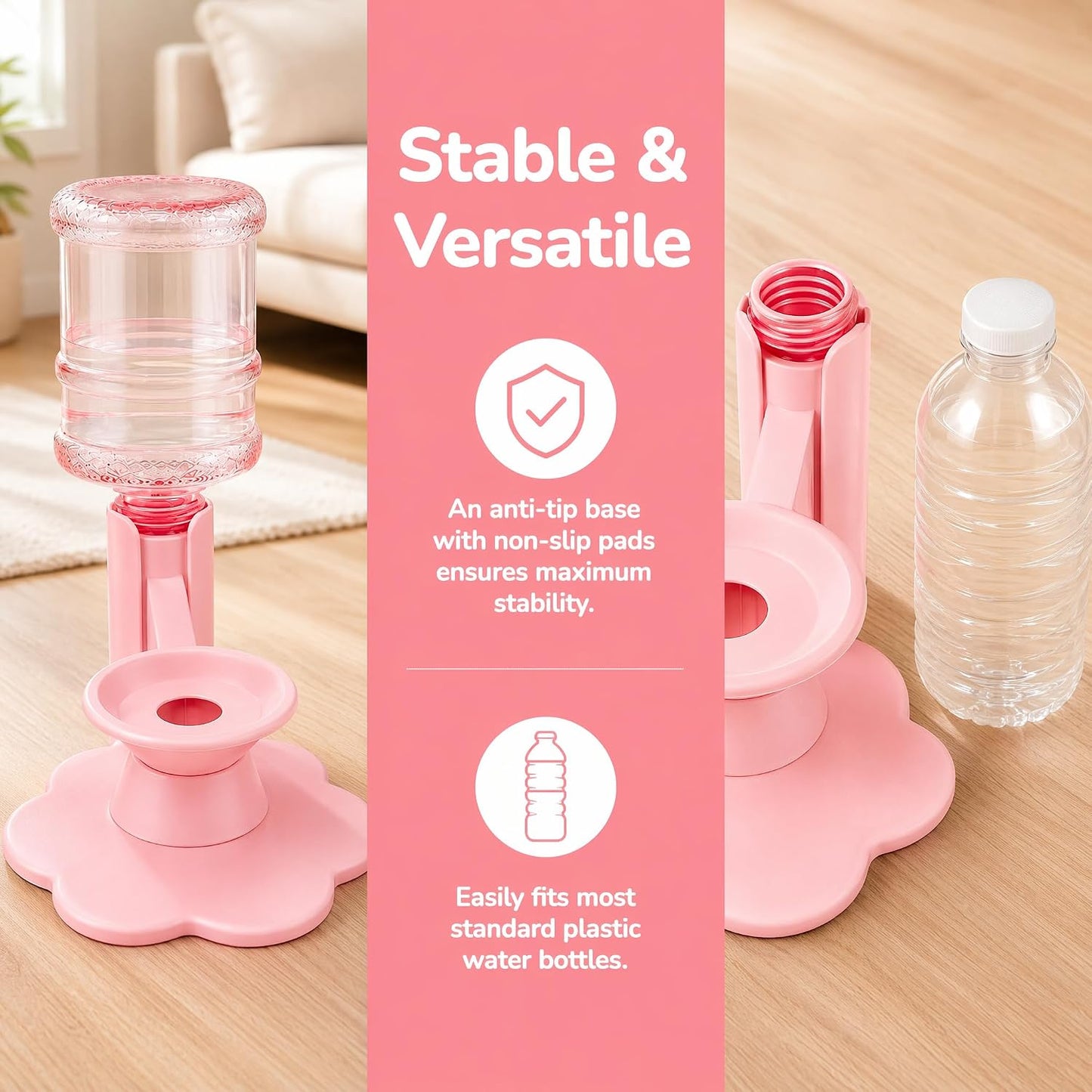 Gravity Cat Water Dispenser Stand, Filter-Free & No Eleectricity Automatic Spill-Proof Portable Pet Dispenser, Automatic Water Renewal, Gravity Water Bowl ，Yellow