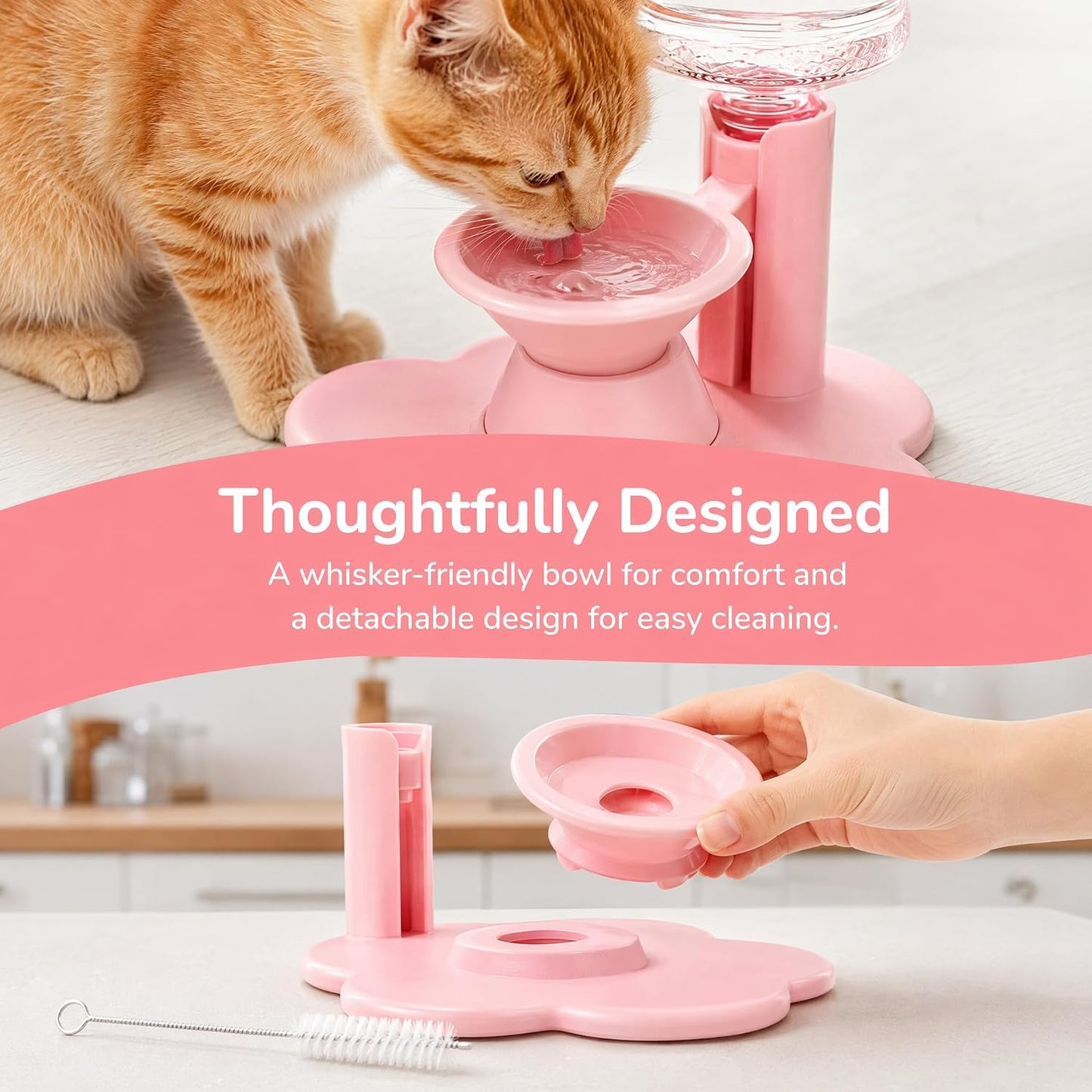 Gravity Cat Water Dispenser Stand, Filter-Free & No Eleectricity Automatic Spill-Proof Portable Pet Dispenser, Automatic Water Renewal, Gravity Water Bowl ，Yellow