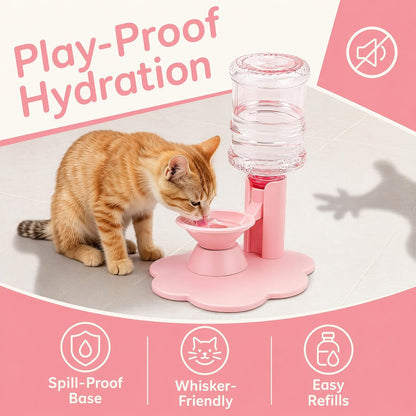 Gravity Cat Water Dispenser Stand, Filter-Free & No Eleectricity Automatic Spill-Proof Portable Pet Dispenser, Automatic Water Renewal, Gravity Water Bowl ，Yellow