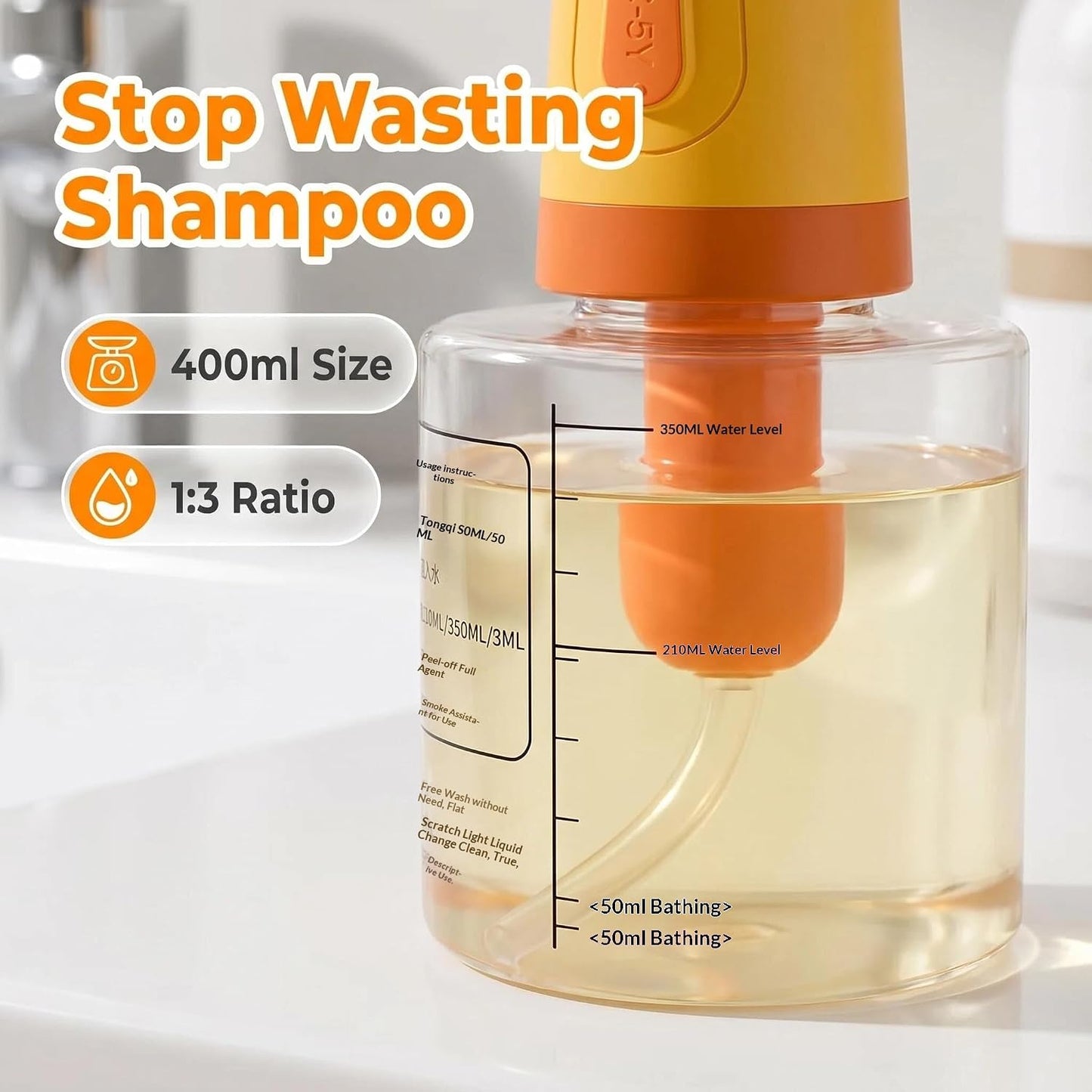 Electric Dog Shampoo Foamer – Portable Shampoo Frother & Foaming Soap Dispenser for Pets, Rechargeable 400ml Bottle, IPX7 Waterproof, Cute Yellow Bear Design (Like Duck Soap Dispenser)