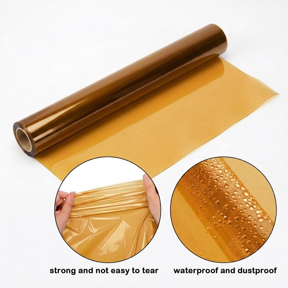 Yellow Cellophane Wrap Roll 16in x 98ft, Cellophane Wrapping Paper for for Gift Basket, Clear Gift Wrapping Paper for Bouquet Flower Basket Packing DIY Crafts