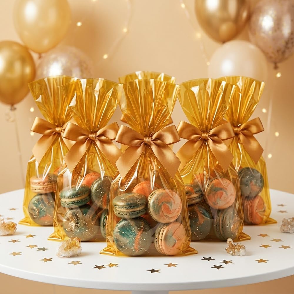Yellow Cellophane Wrap Roll 16in x 98ft, Cellophane Wrapping Paper for for Gift Basket, Clear Gift Wrapping Paper for Bouquet Flower Basket Packing DIY Crafts
